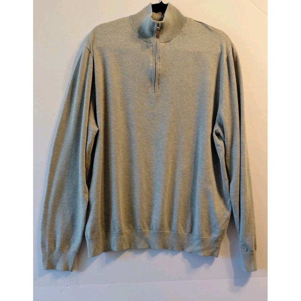 Tom Baine Knitwear Collection Gray Soft 1/4 Zip Mock Neck Pullover Sweater Sz 2X
